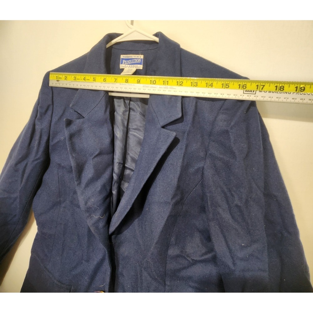 Pendleton Vintage Women's 100% Virgin Wool Navy Blue Blazer Size 10 - Picture 6 of 10